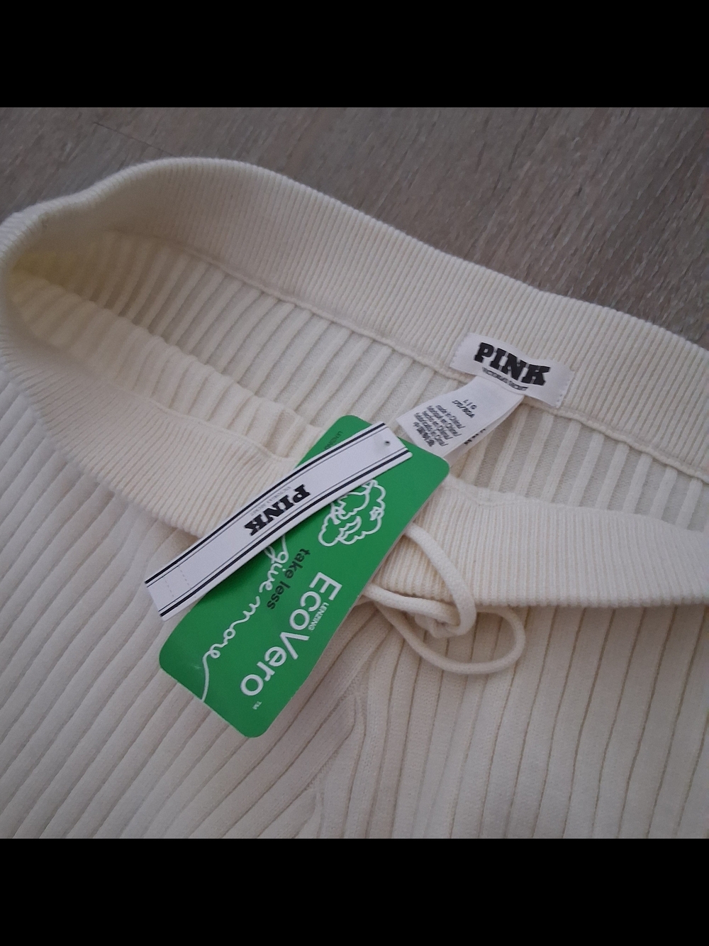 PINK Victoria's Secret Ribbed Lounge Pants in Cream High Quality - Picture 7 of 7